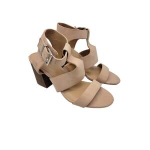 Express Vegan Leather Adjustable Buckle Ankle Straps Sandals Open Toe SZ 9